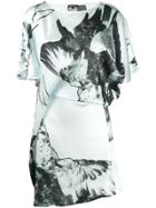 Ann Demeulemeester Floral Print Short-sleeve Dress - Blue
