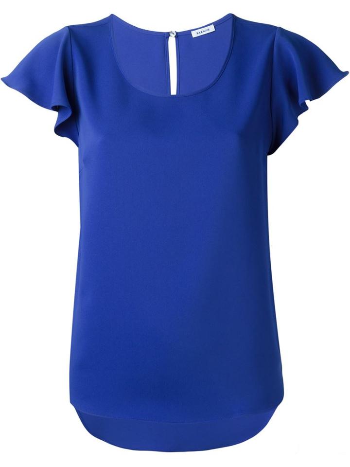 P.a.r.o.s.h. Ruffled Sleeve T-shirt, Women's, Blue, Polyester