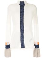 Mame Kurogouchi Sheer Knit Patchwork Blouse - White