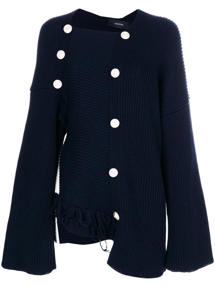 Joseph Asymmetric Ribbed Jumper With Button Details - Blue