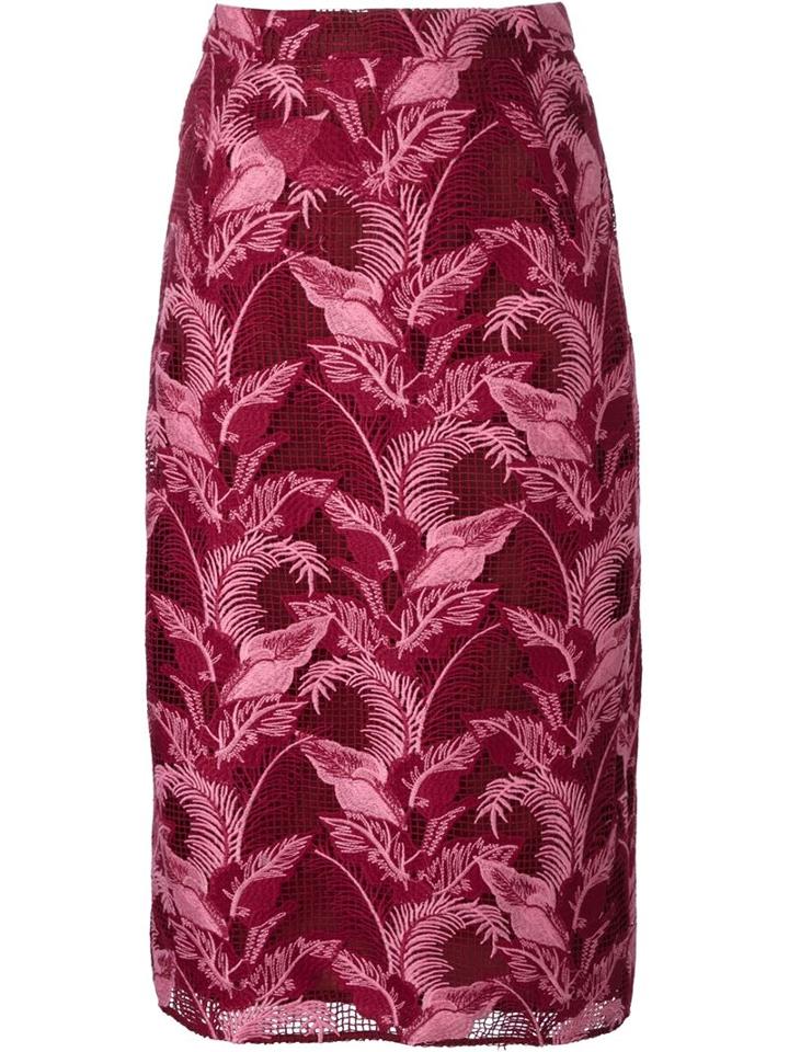 House Of Holland Woven Leafy Midi Skirt