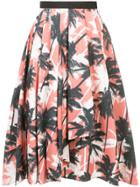 Jason Wu Palm Print Midi Skirt - Black