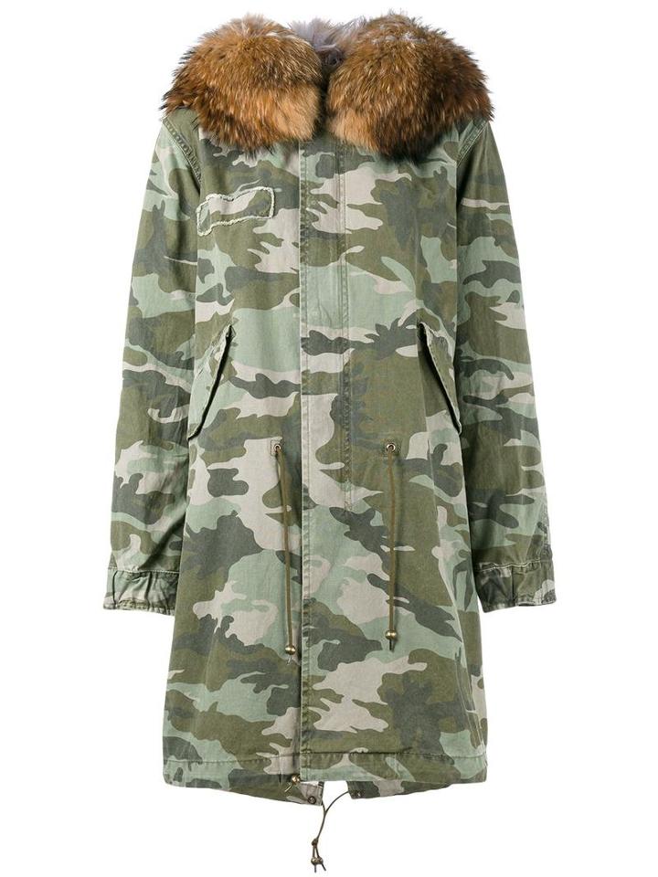 Mr & Mrs Italy Fur-trimmed Camouflage Parka, Women's, Size: Medium, Green, Cotton