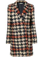 Circolo 1901 Houndstooth Double Breasted Coat - Brown
