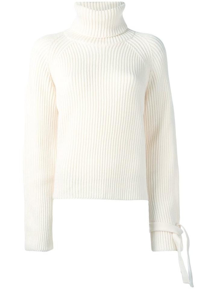 Joseph Turtleneck Ribbed Jumper, Women's, Size: Medium, Nude/neutrals, Wool