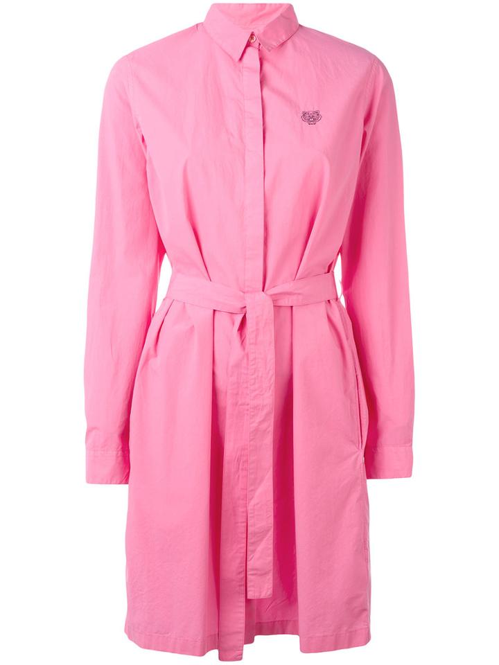 Kenzo - Mini Tiger Shirt Dress - Women - Cotton - 38, Pink/purple, Cotton