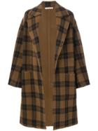 Vince Tartan Button Up Coat - Brown