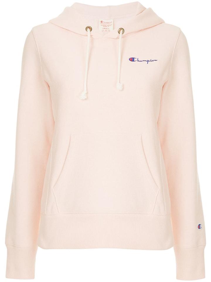 Champion Logo Embroidered Hoodie - Pink