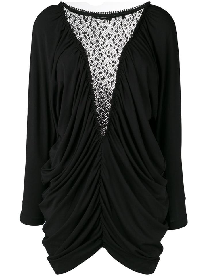 Isabel Marant Mesh Panels Ruched Dress - Black