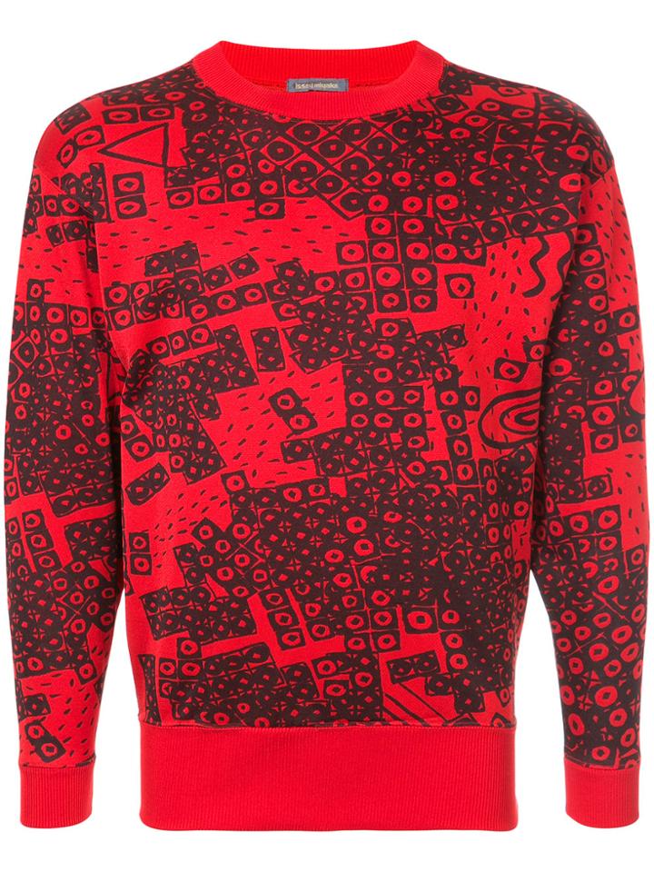 Issey Miyake Vintage Geometric Print Sweater - Red