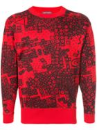 Issey Miyake Vintage Geometric Print Sweater - Red