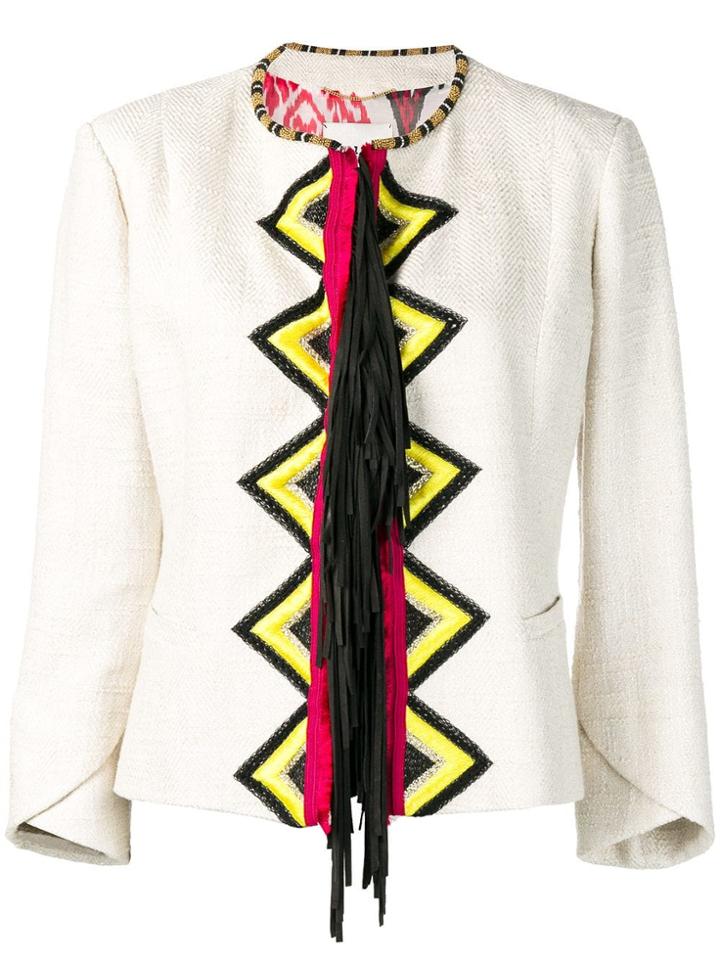 Bazar Deluxe Geometric Embroidered Jacket - Neutrals