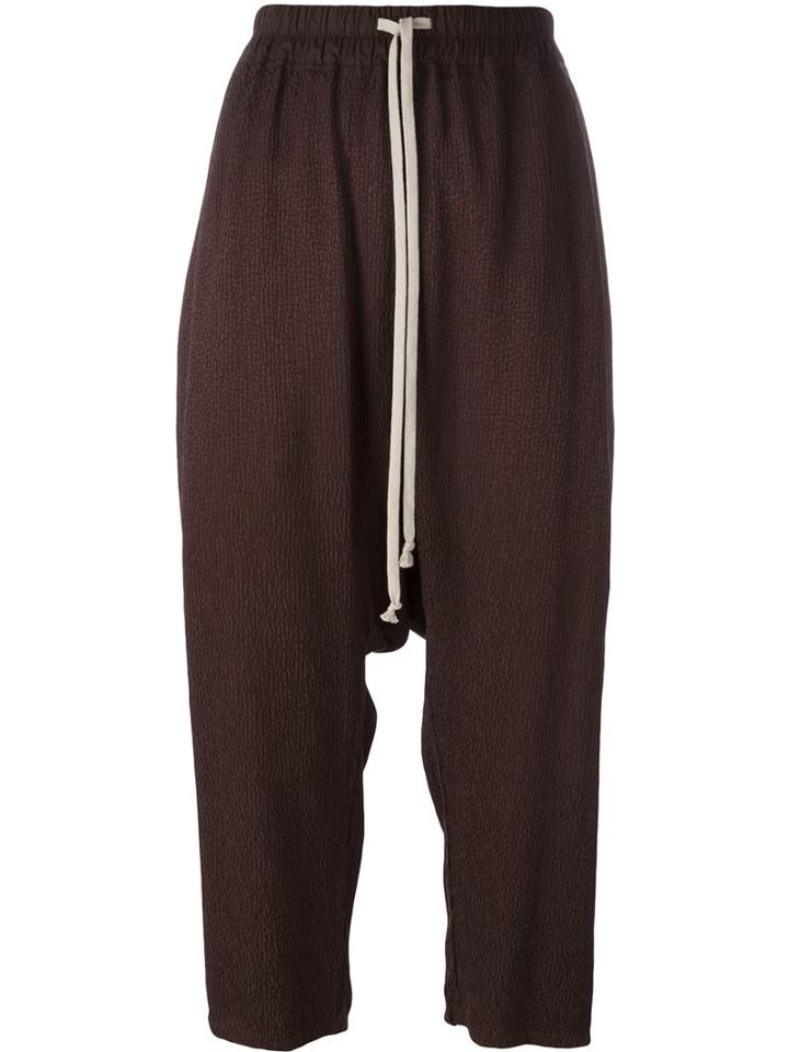 Rick Owens Drop-crotch Cropped Trousers, Women's, Size: 42, Pink/purple, Silk/cotton/viscose