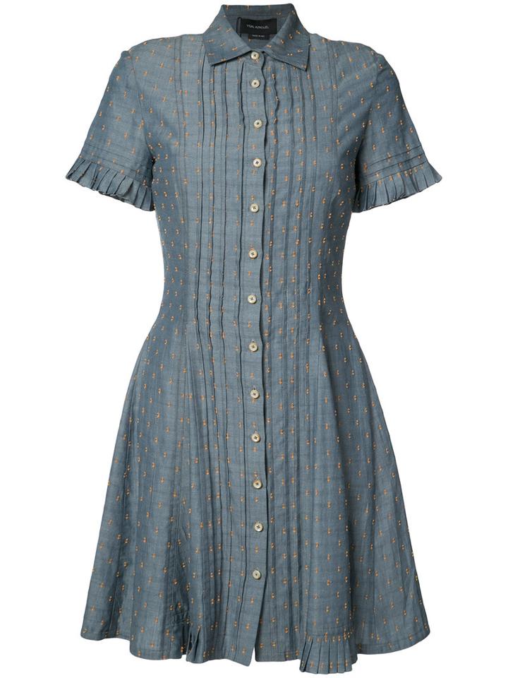 Yigal Azrouel Pleated Shirt Dress, Women's, Size: 6, Blue, Cotton