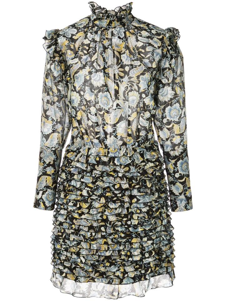 Robert Rodriguez Studio Floral Frill Mini Dress - Black