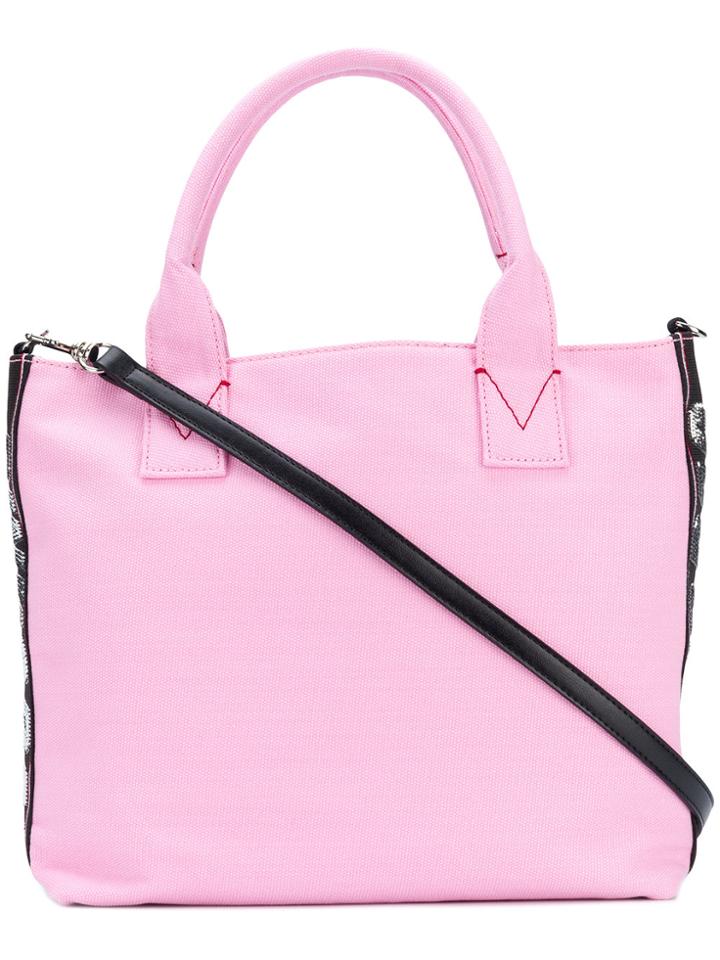 Pinko Embellished Brand Tote Bag - Pink & Purple