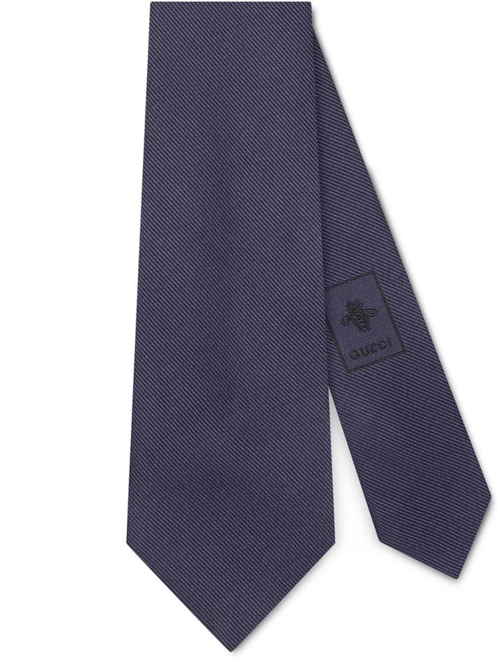 Gucci Eagle Underknot Silk Tie - Blue