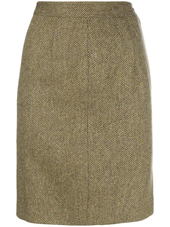 Valentino Vintage 1980's High Pencil Skirt - Nude & Neutrals