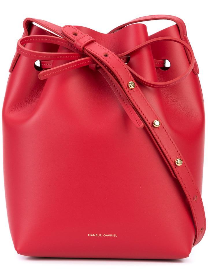 Mansur Gavriel - Drawstring Bucket Bag - Women - Leather - One Size, Red, Leather