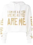 Each X Other - Cropped Word Print Hoodie - Women - Cotton - Xs, White, Cotton