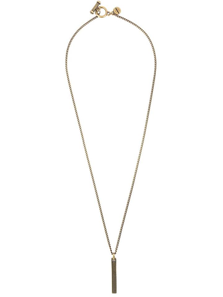 Diesel Plaque Long Necklace, Women's, Metallic