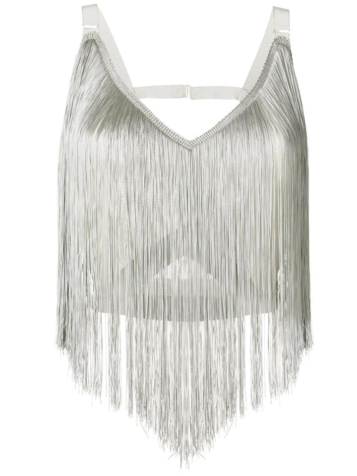 Nina Ricci Fringed Crop Top - Grey