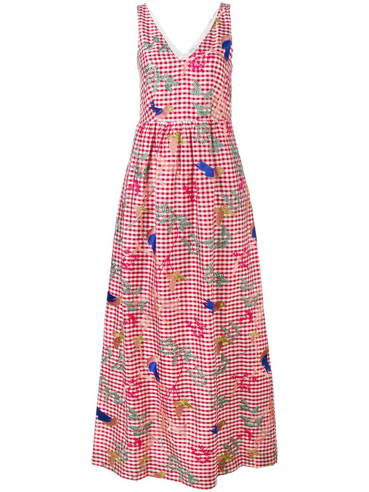 P.a.r.o.s.h. - Check Patterned Maxi Dress - Women - Silk/cotton - One Size, White, Silk/cotton