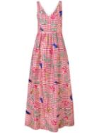 P.a.r.o.s.h. - Check Patterned Maxi Dress - Women - Silk/cotton - One Size, White, Silk/cotton