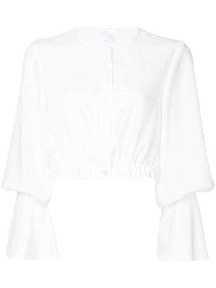 Cityshop Cropped Long-sleeve Blouse - White
