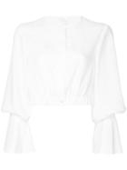 Cityshop Cropped Long-sleeve Blouse - White