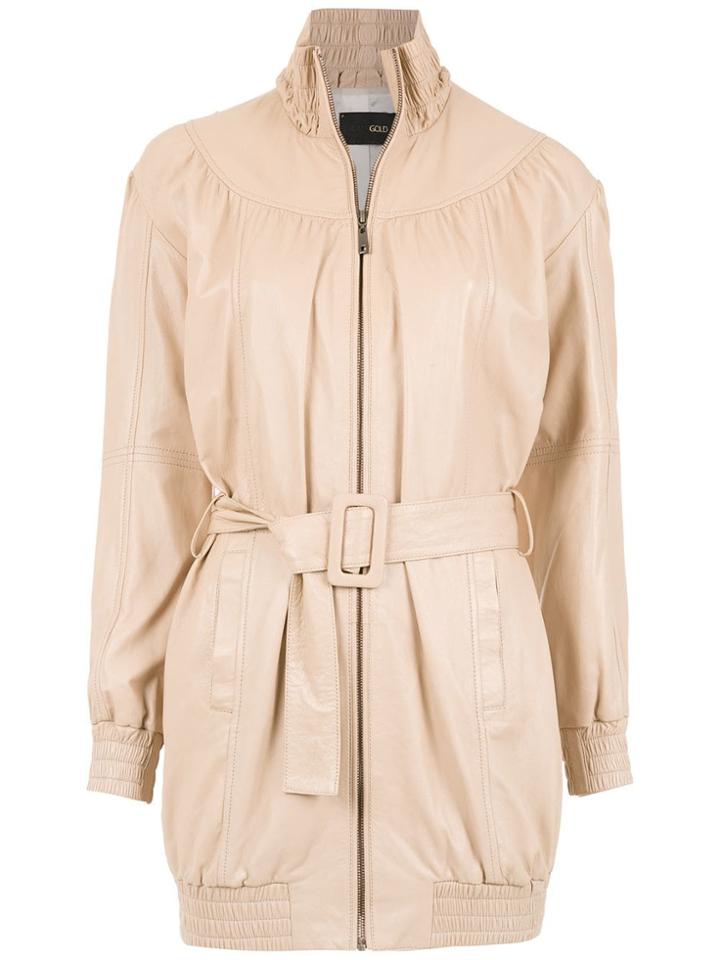 Andrea Bogosian Belted Leather Jacket - Neutrals