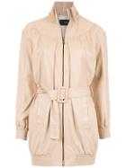 Andrea Bogosian Belted Leather Jacket - Neutrals