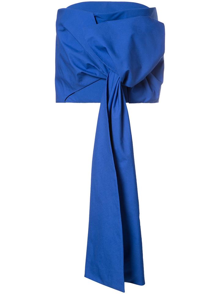 Delpozo Draped Top, Women's, Size: 38, Blue, Cotton/polyester