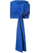 Delpozo Draped Top, Women's, Size: 38, Blue, Cotton/polyester