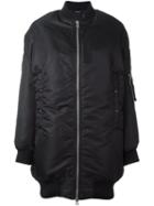 R13 Long Length Bomber Jacket, Women's, Size: Medium, Black, Nylon/feather Down/polyester