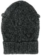 Twin-set Cable Knit Beanie - Black