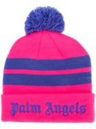 Palm Angels Logo Stripe Beanie - Pink & Purple