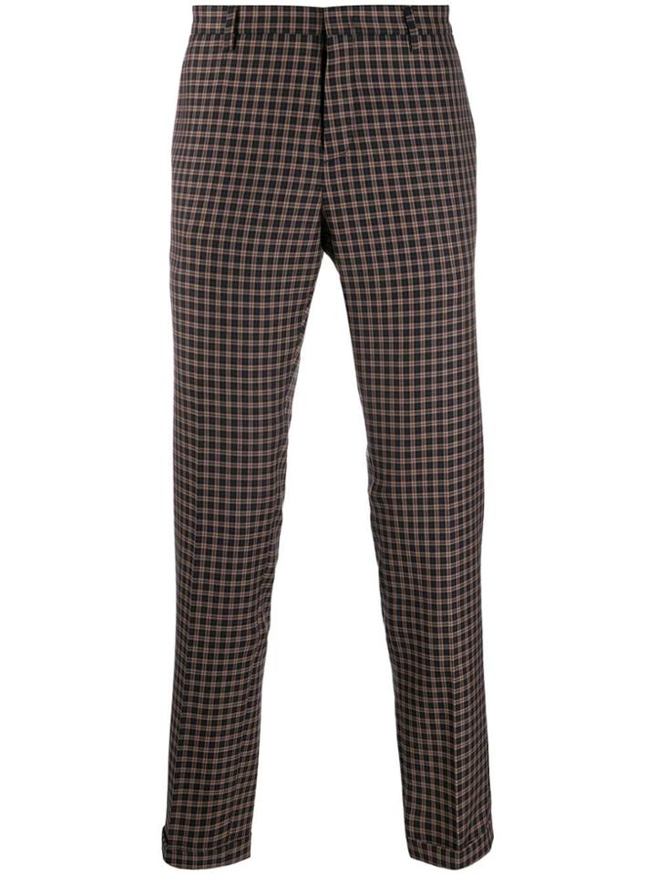 Paul Smith Checked Straight-leg Trousers - Blue