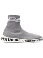 Miu Miu Sock Insert Logo Sneakers - Grey