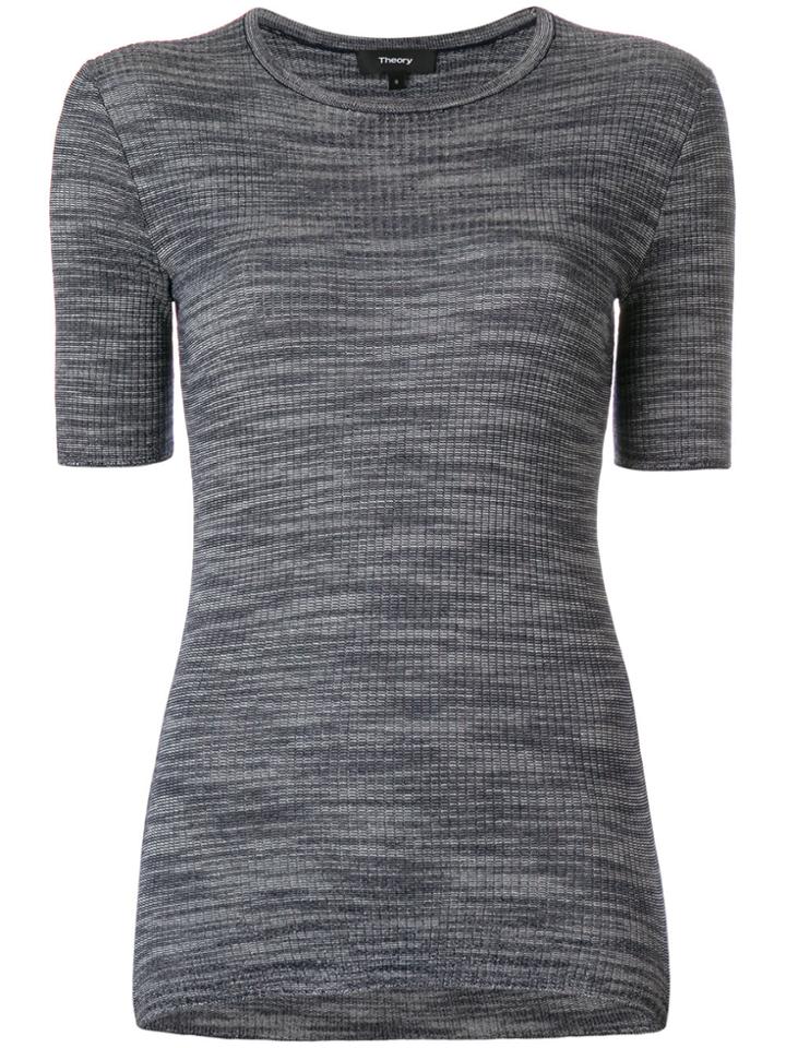 Theory Ribbed Fitted T-shirt - Blue