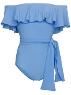 Lisa Marie Fernandez Mira Flounce Off Shoulder Swimsuit - Blue