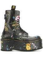 R13 Flower Print Stack Boots - Black