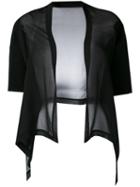 D.exterior - Sheer Cardigan - Women - Silk/polyester/viscose - M, Black, Silk/polyester/viscose