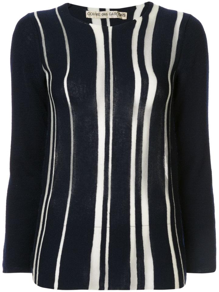 Comme Des Garçons Pre-owned Knitted Striped Blouse - Blue