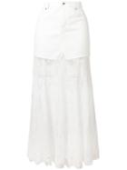 Mcq Alexander Mcqueen - Lace Hem Denim Skirt - Women - Cotton - 38, White, Cotton