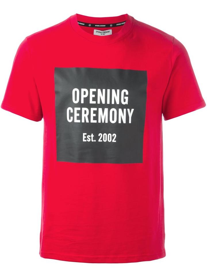 Opening Ceremony Logo Print T-shirt, Men's, Size: Small, Red, Cotton