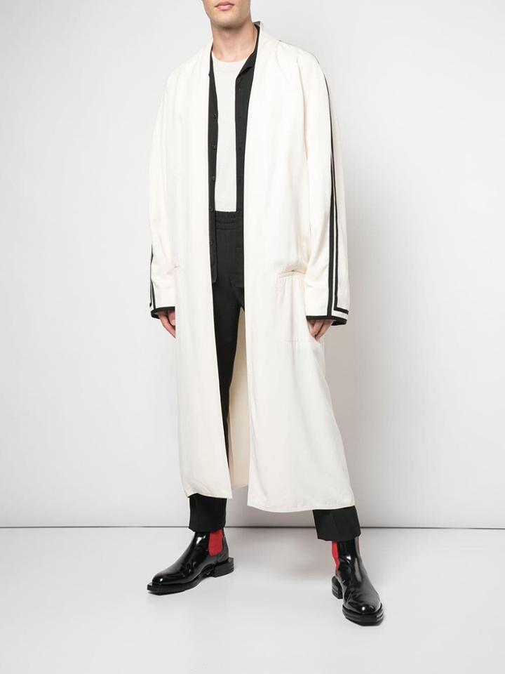 Haider Ackermann Long Single Breasted Coat - White