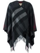 Burberry Fringed Knitted Poncho, Women's, Grey, Cashmere/merino