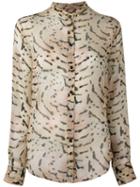 Tom Ford Printed Band Collar Shirt, Women's, Size: 42, Nude/neutrals, Silk