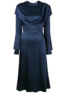 Tatuna Nikolaishvili Cowl Neck Dress, Women's, Size: Small, Blue, Silk